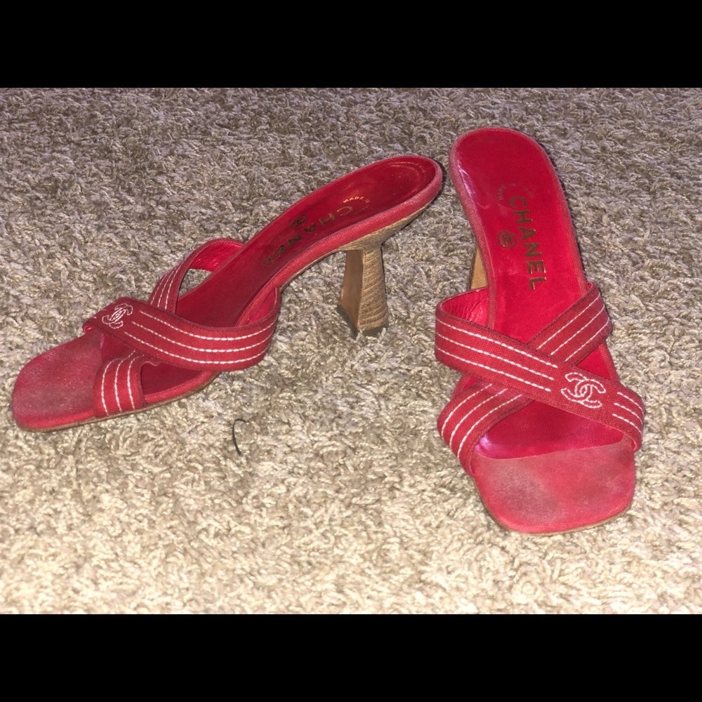 Red Chanel heels